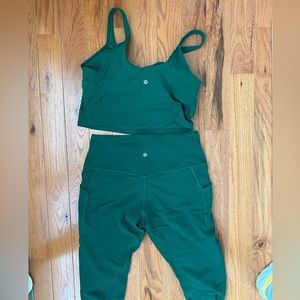 EVERGLADE GREEN LULULEMON ALIGN LEGGINGS & TANK Size 14 NWOT